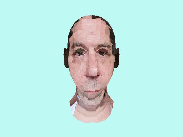 Deformed mapped photo portrait on 3D face mask